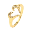 Brass Micro Pave Clear Cubic Zirconia Cuff Rings RJEW-D349-02B-G-2