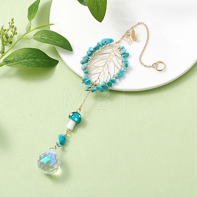 Synthetic Turquoise with Glass and Lampwork Pendant Decorations HJEW-TA00130-02-1