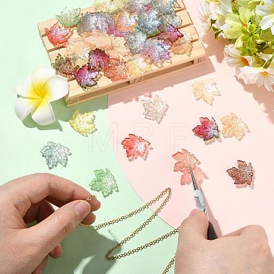 90Pcs 9 Colors Baking Paint Transparent Glass Pendants DGLA-CJ0001-05-1