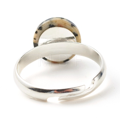 Half Round Natural & Synthetic Mixed Stone Adjustable Ring RJEW-JR00410-1