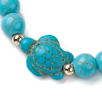 Round Synthetic Turquoise Beaded Stretch Bracelets BJEW-JB10269-04-1