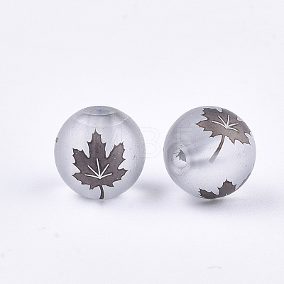 Autumn Theme Electroplate Transparent Glass Beads EGLA-S178-01A-1