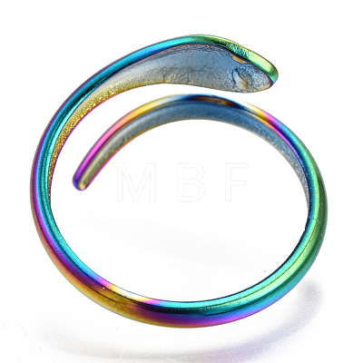 304 Stainless Steel Snake Cuff Ring RJEW-N038-113M-1