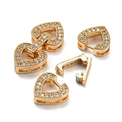 Brass Micro Pave Clear Cubic Zirconia Clasps KK-D048-03G-1