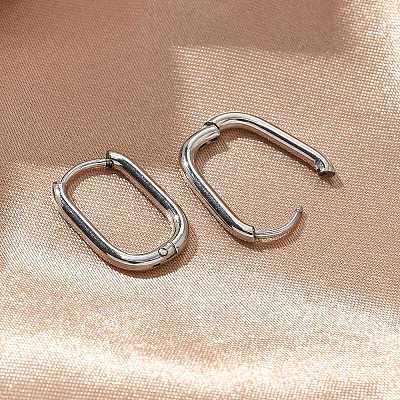 Non-Tarnish 304 Stainless Steel Oval Hoop Earrings EJEW-M218-02A-P-1