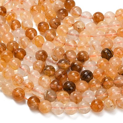 Natural Yellow Hematoid Quartz/Golden Healer Quartz Beads Strands G-F820-K03-8mm-1