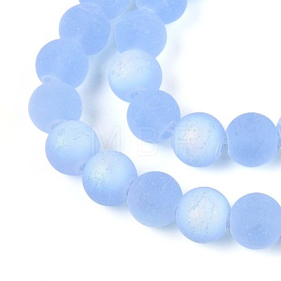 Frosted Transparent Glass Beads Strands GLAA-T032-T10mm-MBB04-1