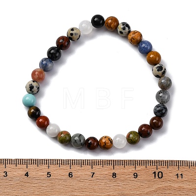 Natural & Synthetic Mixed Gemstone Beaded Stretch Bracelets for Women Men BJEW-F490-01A-1