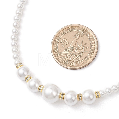 Round Shell Pearl Graduated Beaded Necklaces NJEW-JN05864-1