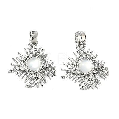 Brass Micro Pave Clear Cubic Zirconia Pendants KK-A294-09P-1