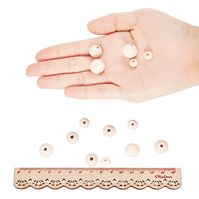 Round Unfinished Wood Beads WOOD-NB0001-07-1
