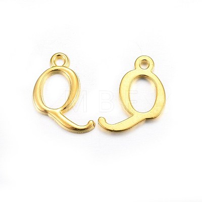 Golden Plated Alloy Letter Pendants PALLOY-J718-01G-Q-1