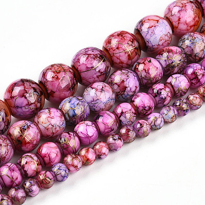 Baking Paint Glass Beads Strands DGLA-N003-8mm-B03-1