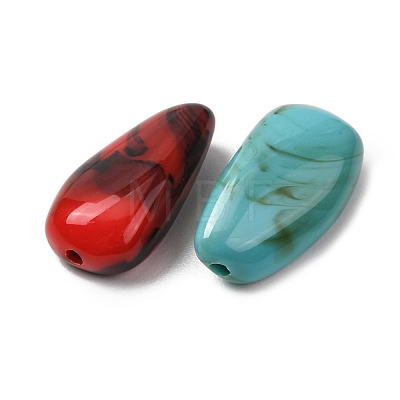 Two Tone Opaque Acrylic Imitation Gemstone Beads AC-CBABC78-04-1