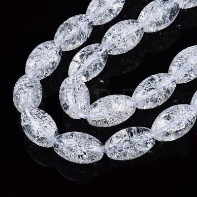 Transparent Crackle Glass Beads Strands GLAA-S192-B-010A-1