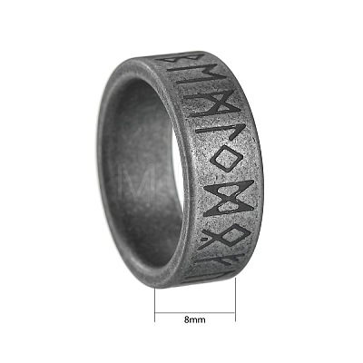 Viking Rune Titanium Steel Finger Rings for Men WGDF4AB-46-1