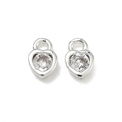 Brass Micro Pave Clear Cubic Zirconia Charms KK-G557-48S-1