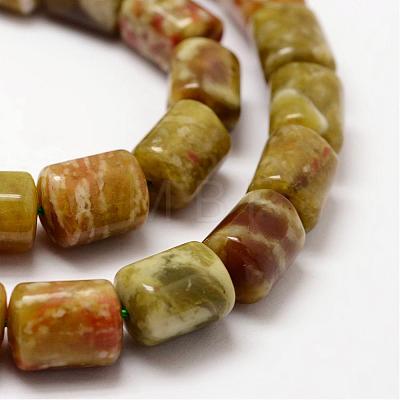 Column Natural Dragon Blood Jasper Beads Strands G-K070-11-1