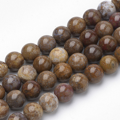 Natural Petrified Wood Beads Strands G-Q462-136-6mm-1