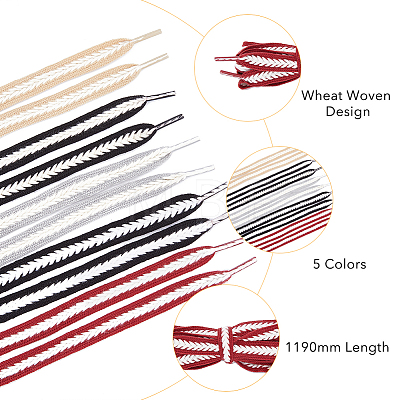 5 Pairs 5 Colors Two Tone Flat Polyester Braided Shoelaces DIY-FH0005-41B-02-1