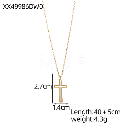Hollow Cross 304 Stainless Steel Pendant Necklaces Ion Plating(IP) STAS-OY010-08G-1