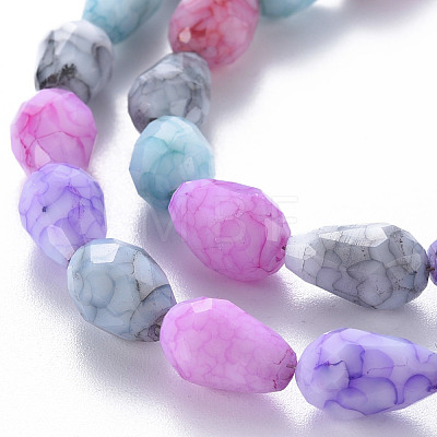 Opaque Baking Painted Crackle Glass Beads Strands EGLA-T008-17F-1