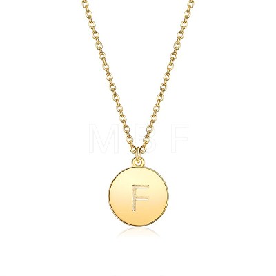 Brass Initial Pendant Necklace NJEW-BB35341-F-1