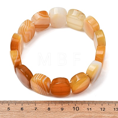 Oval Natural Banded Agate(Dyed & Heated) Beaded Stretch Bracelets for Women Men GG-CBA9ACE-A11-1