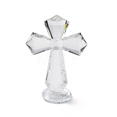 Natural Quartz Crystal Cross Figurines AJEW-H154-01A-1