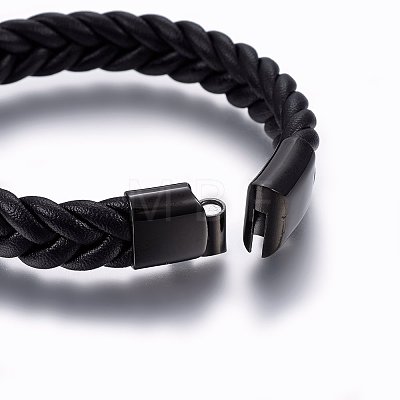 Leather Braided Cord Bracelets BJEW-E345-14A-B-1