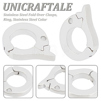 Unicraftale 3Pcs 304 Stainless Steel Fold Over Clasps STAS-UN0037-48-1