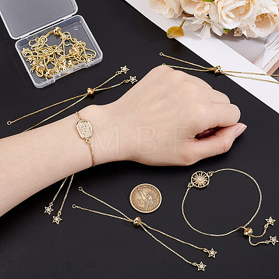 10Pcs 1MM Brass Box Chain Slider Bracelet Making MAK-BBC0001-35-1