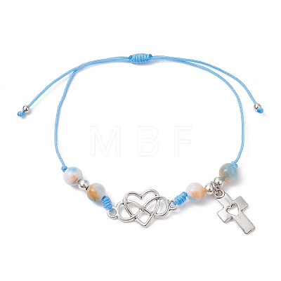 Natural Dyed White Jade Braided Bead Bracelets BJEW-JB09823-1