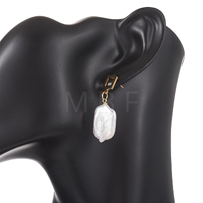 Rectangle Natural Baroque Pearl Keshi Pearl Dangle Stud Earrings EJEW-JE07002-1