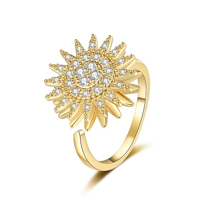 Daisy Rotatable Open Cuff Rings for Women LS-RJEW-S402-05G-1