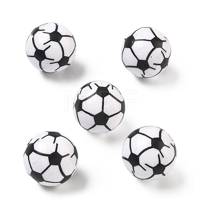 Sport Printing Opaque Acrylic Beads OACR-Z035-06-1