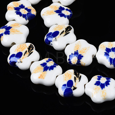 Handmade Porcelain Ceramic Beads Strands PORC-S502-036B-1