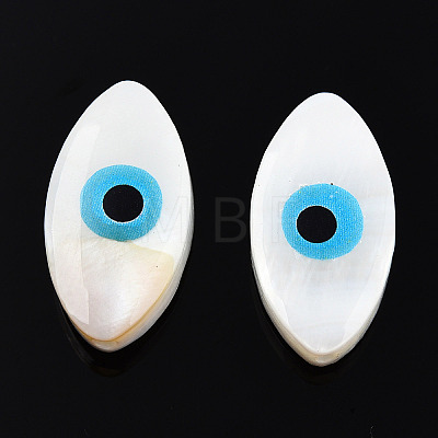 Evil Eye Natural Freshwater Shell Beads SHEL-F001-34-1