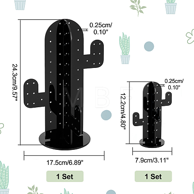   2 Sets 2 Styles Cactus Acrylic Earring Display Stands EDIS-PH0001-64B-1