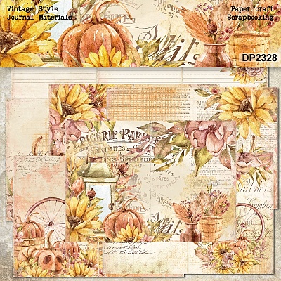 8 Sheets A5 Autumn Pumpkin Scrapbook Paper Pads PW-WG62293-01-1