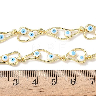 Brass Enamel Evil Eye Link Chain Necklaces NJEW-G183-01G-05-1