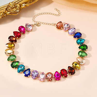 Alloy Colorful Rhinestone Cup Chain Necklaces for Women FS-WG72CA4-03-1