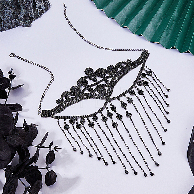 1Pc Alloy Rhinestone Tassel Masquerade Masks AJEW-FH0009-04B-1