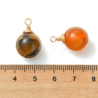 Natural Mixed Stone Copper Wire Wrapped Pendants PALLOY-JF05549-1
