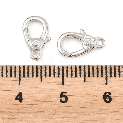 Brass Micro Pave Clear Cubic Zirconia Swivel Lobster Claw Clasps KK-P353-01P-1