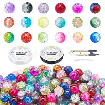 DIY Baking Painted Crackle Glass Beads Stretch Bracelet Making Kits DIY-PH0004-54B-1