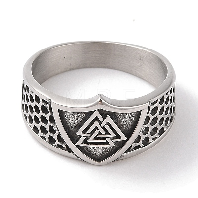 Viking 304 Stainless Steel Valknut Rings RJEW-U005-17C-AS-1