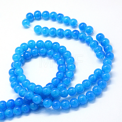 Baking Painted Imitation Jade Glass Round Bead Strands X-DGLA-Q021-10mm-13-1