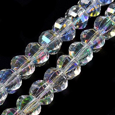 Transparent Electroplate Glass Beads Strands GLAA-Q099-C01-14-1