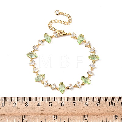Horse Eye Brass Glass & Cubic Zirconia Link Bracelets BJEW-D378-02G-1